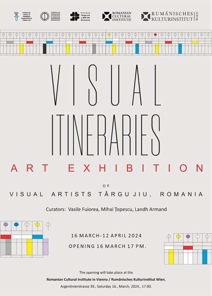 AFIS-IMPACT-expozitie-UAP-Tg-Jiu-la-ICR-de-la-VIENA-696x972 Itinerarii Vizuale: Artiștii Gorjeni Expun Creații Remarcabile la Viena în Onoarea lui Brâncuși